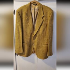 NEW Leonardo Valenti Suit Blazer Jacket Gold Mustard Made in Italy Vintage RARE